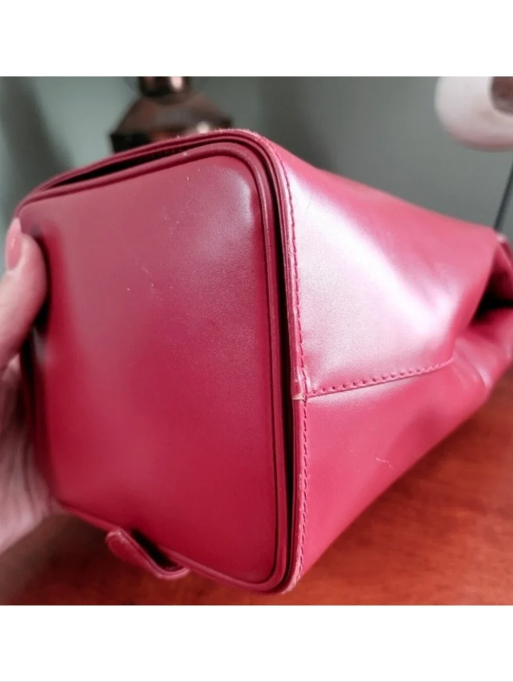Gianfranco Lotti Firenze Trapezoid Backpack Red Leather Bag Italy